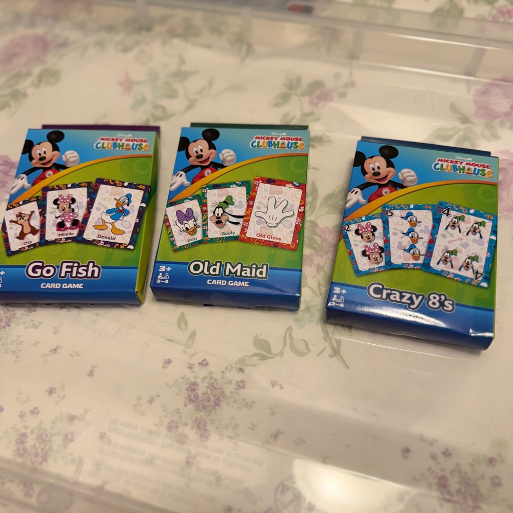 Disney Mickey Mouse Clubhouse Card Game Kids OS Multicolor Excellent 3-Pack Set